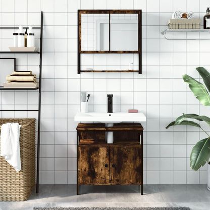 vidaXL Ensemble de meubles de salle de bain 2 pcs Bois d'ingénierie Chêne fumé