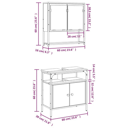 vidaXL Ensemble de meubles de salle de bain 2 pcs Bois d'ingénierie Chêne fumé