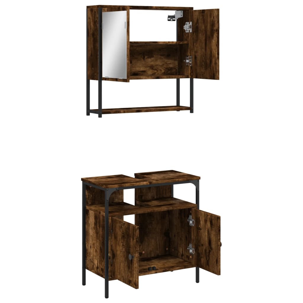 vidaXL Ensemble de meubles de salle de bain 2 pcs Bois d'ingénierie Chêne fumé