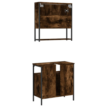 vidaXL Ensemble de meubles de salle de bain 2 pcs Bois d'ingénierie Chêne fumé