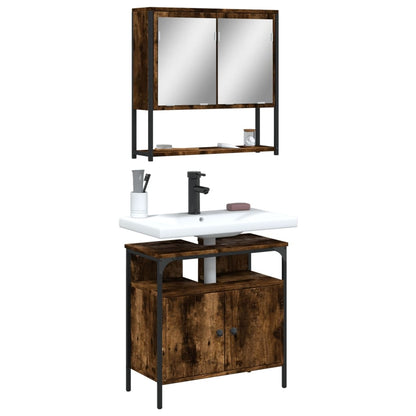 vidaXL Ensemble de meubles de salle de bain 2 pcs Bois d'ingénierie Chêne fumé