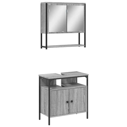 vidaXL Ensemble de meubles de salle de bain 2 pcs Gris Aggloméré Sonoma