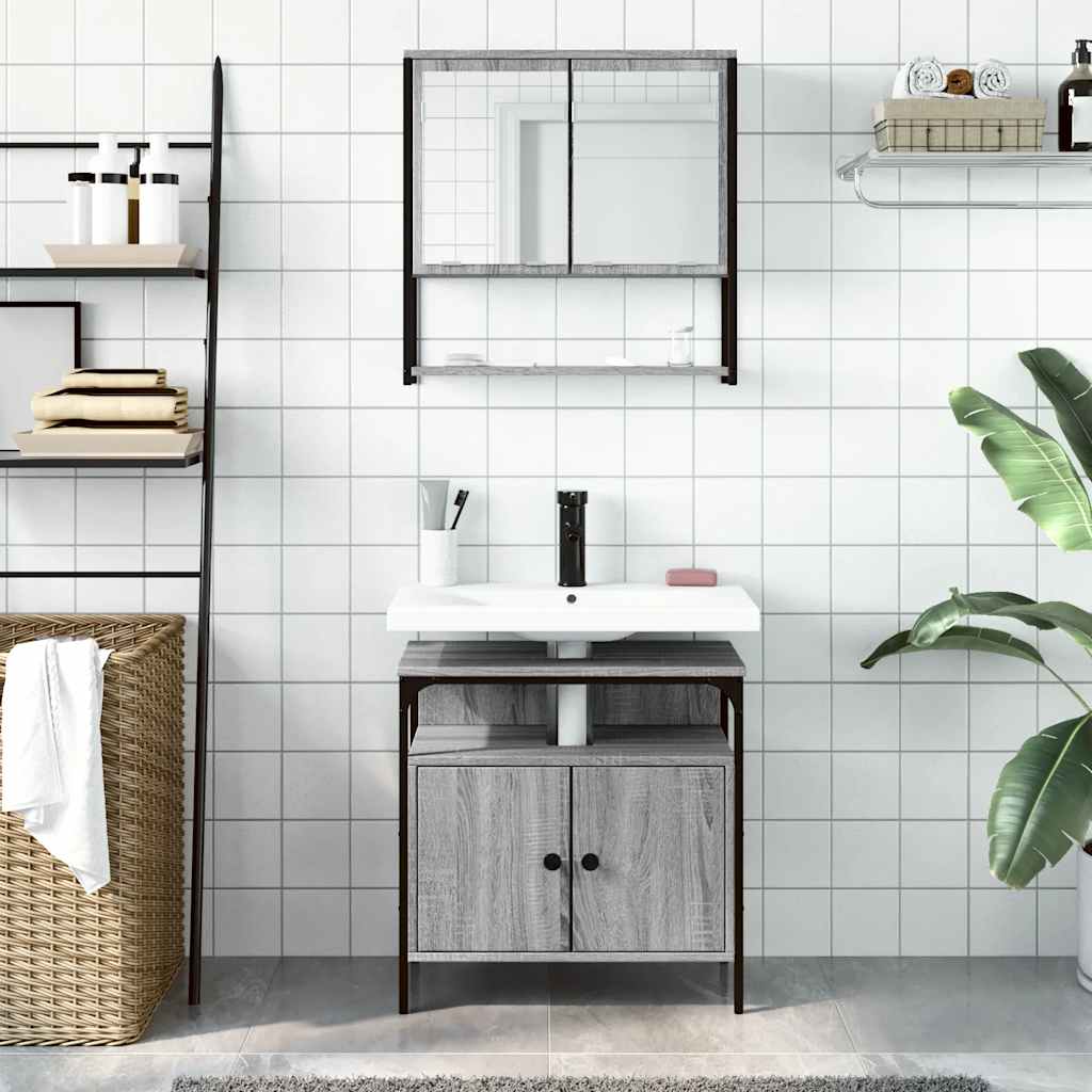 vidaXL Ensemble de meubles de salle de bain 2 pcs Gris Aggloméré Sonoma