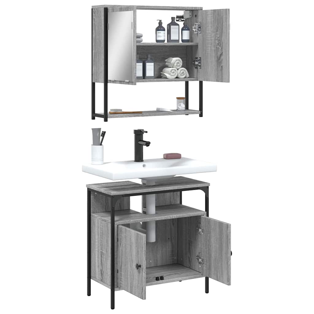 vidaXL Ensemble de meubles de salle de bain 2 pcs Gris Aggloméré Sonoma