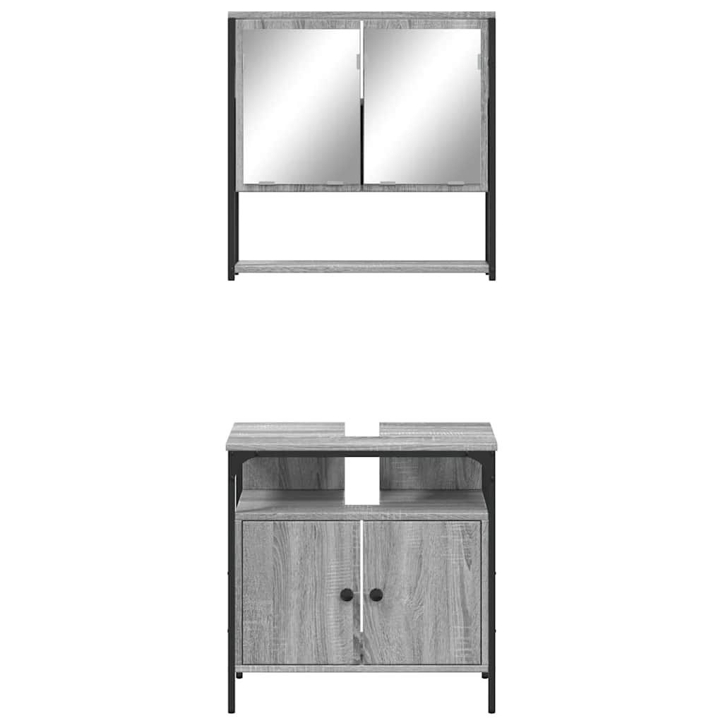 vidaXL Ensemble de meubles de salle de bain 2 pcs Gris Aggloméré Sonoma