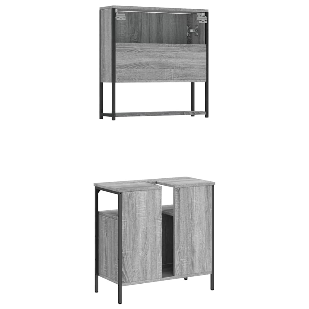 vidaXL Ensemble de meubles de salle de bain 2 pcs Gris Aggloméré Sonoma
