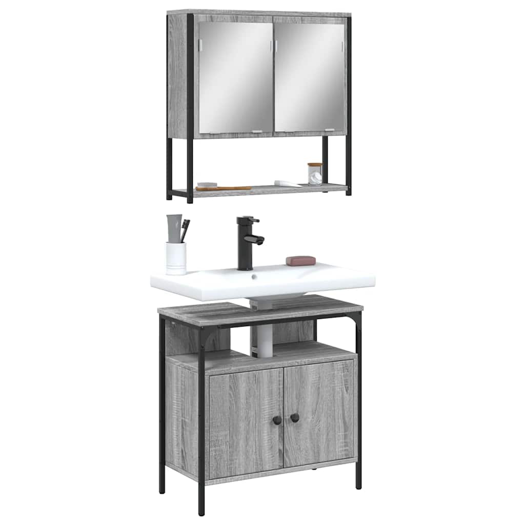 vidaXL Ensemble de meubles de salle de bain 2 pcs Gris Aggloméré Sonoma
