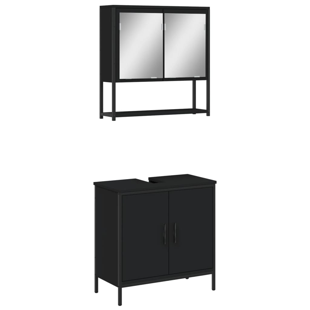vidaXL Ensemble de meubles de salle de bain 2 pièces Noir Bois d'ingénierie