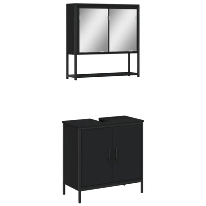 vidaXL Ensemble de meubles de salle de bain 2 pièces Noir Bois d'ingénierie