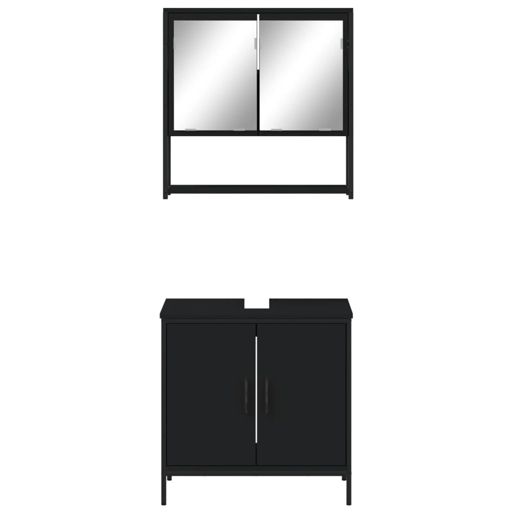 vidaXL Ensemble de meubles de salle de bain 2 pièces Noir Bois d'ingénierie