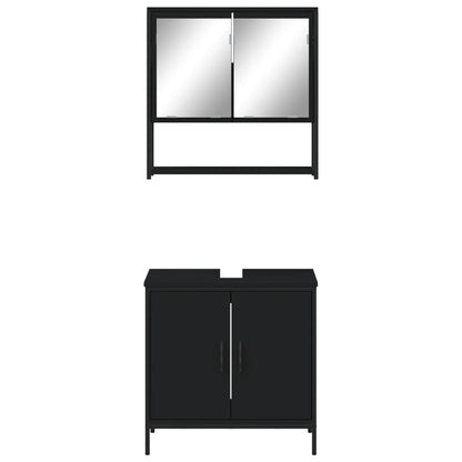 vidaXL Ensemble de meubles de salle de bain 2 pièces Noir Bois d'ingénierie