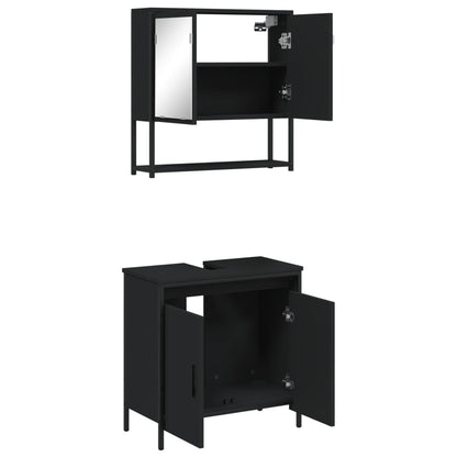 vidaXL Ensemble de meubles de salle de bain 2 pièces Noir Bois d'ingénierie