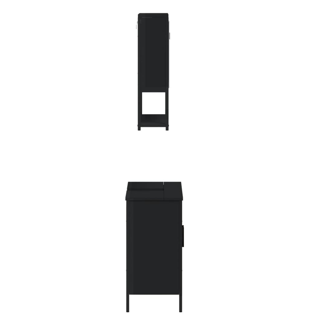 vidaXL Ensemble de meubles de salle de bain 2 pièces Noir Bois d'ingénierie