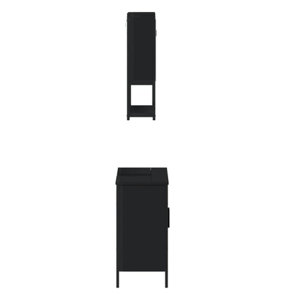 vidaXL Ensemble de meubles de salle de bain 2 pièces Noir Bois d'ingénierie