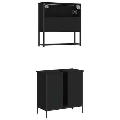 vidaXL Ensemble de meubles de salle de bain 2 pièces Noir Bois d'ingénierie