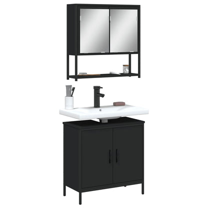 vidaXL Ensemble de meubles de salle de bain 2 pièces Noir Bois d'ingénierie