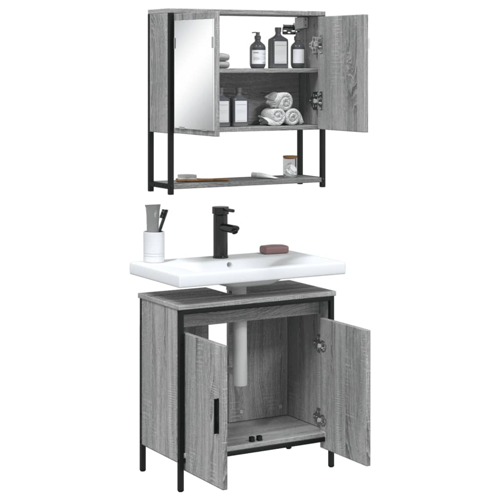 vidaXL Ensemble de meubles de salle de bain 2 pcs Gris Chêne Sonoma Aggloméré