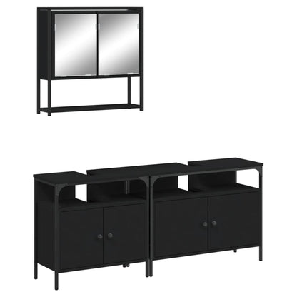 vidaXL Ensemble de meubles de salle de bain 3 pcs Noir Bois d'ingénierie