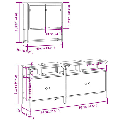 vidaXL Ensemble de meubles de salle de bain 3 pcs Noir Bois d'ingénierie