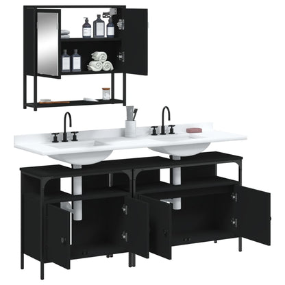 vidaXL Ensemble de meubles de salle de bain 3 pcs Noir Bois d'ingénierie