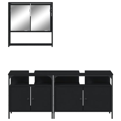 vidaXL Ensemble de meubles de salle de bain 3 pcs Noir Bois d'ingénierie