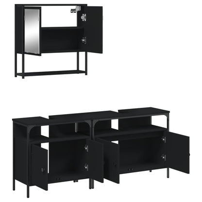 vidaXL Ensemble de meubles de salle de bain 3 pcs Noir Bois d'ingénierie