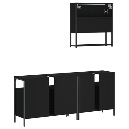 vidaXL Ensemble de meubles de salle de bain 3 pcs Noir Bois d'ingénierie