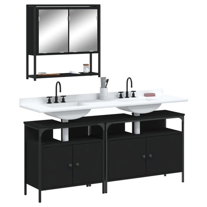 vidaXL Ensemble de meubles de salle de bain 3 pcs Noir Bois d'ingénierie