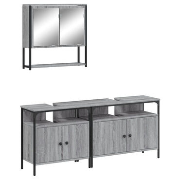 vidaXL Ensemble de meubles de salle de bain 3 pcs Gris Aggloméré Sonoma