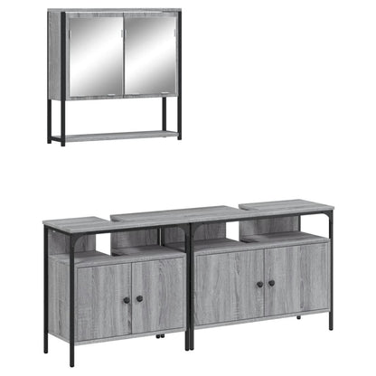 vidaXL Ensemble de meubles de salle de bain 3 pcs Gris Aggloméré Sonoma