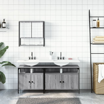 vidaXL Ensemble de meubles de salle de bain 3 pcs Gris Aggloméré Sonoma
