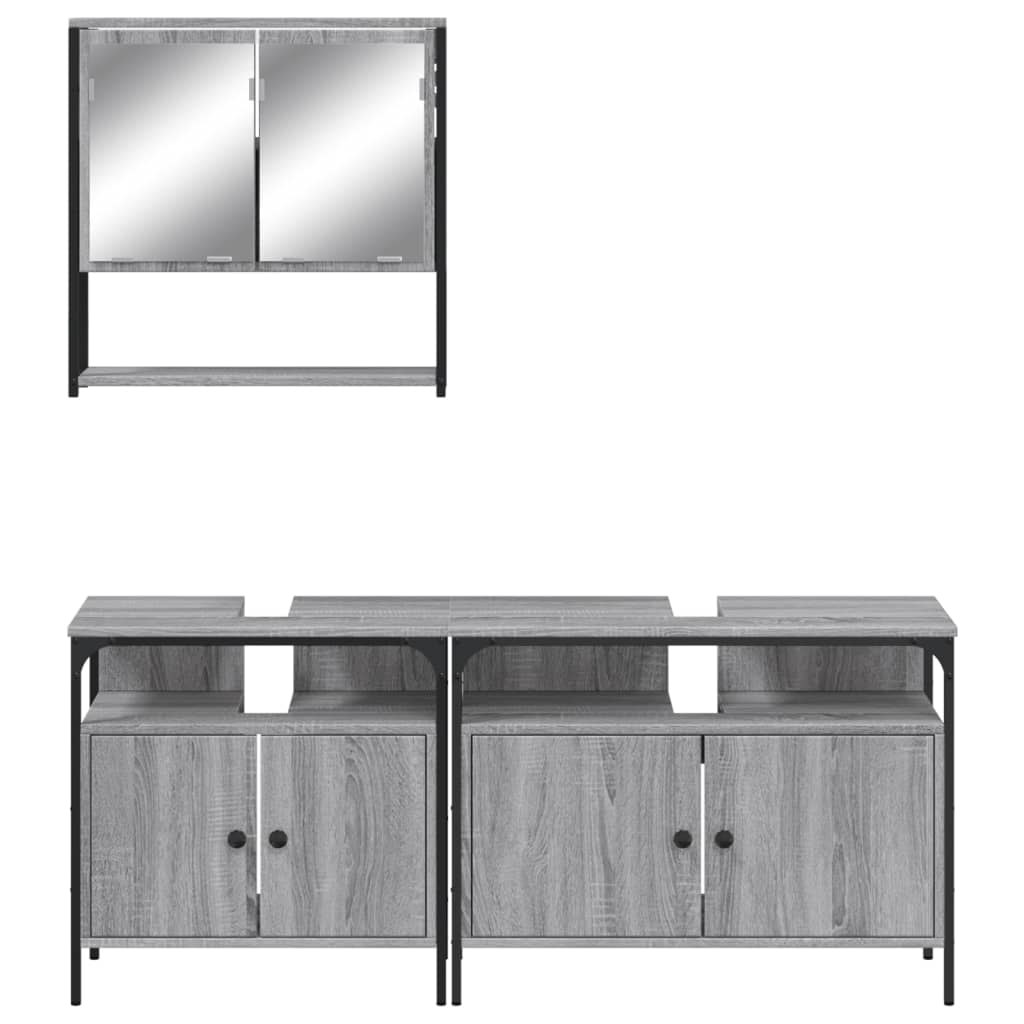 vidaXL Ensemble de meubles de salle de bain 3 pcs Gris Aggloméré Sonoma