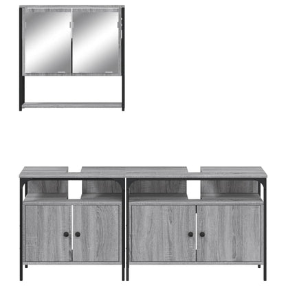 vidaXL Ensemble de meubles de salle de bain 3 pcs Gris Aggloméré Sonoma