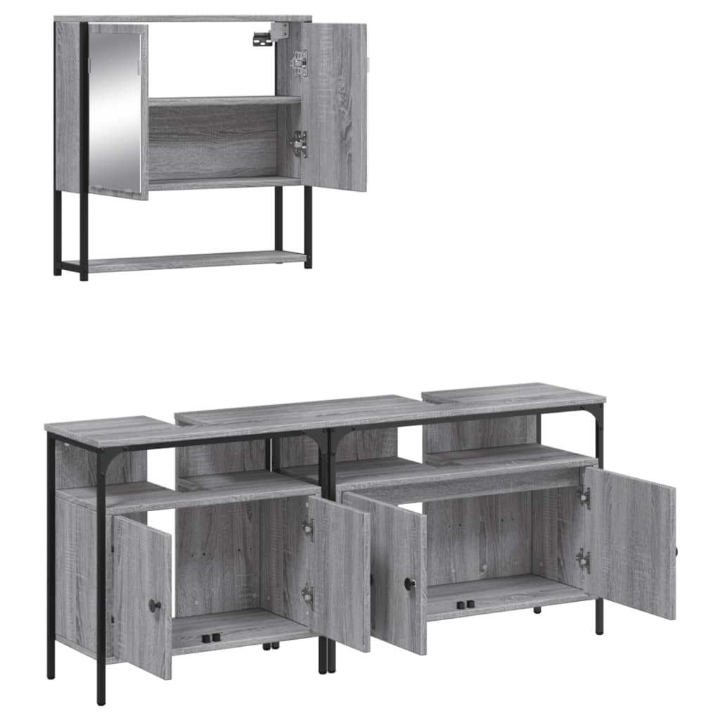 vidaXL Ensemble de meubles de salle de bain 3 pcs Gris Aggloméré Sonoma