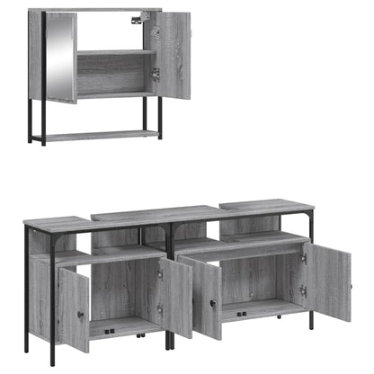 vidaXL Ensemble de meubles de salle de bain 3 pcs Gris Aggloméré Sonoma