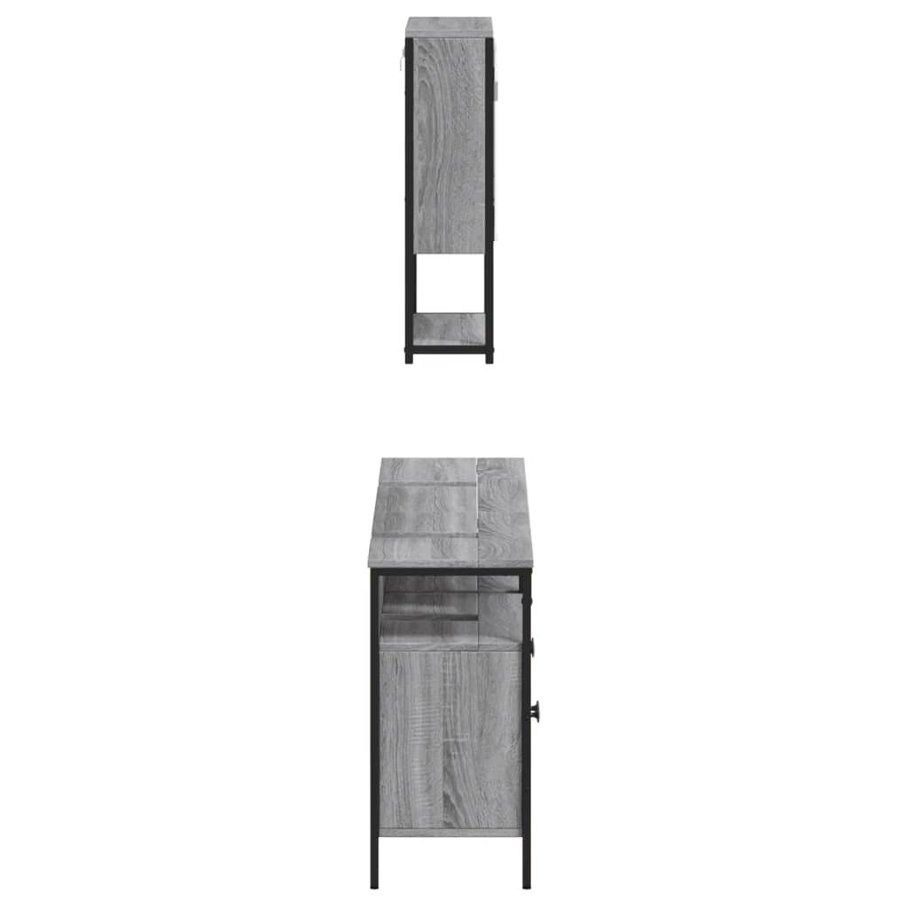 vidaXL Ensemble de meubles de salle de bain 3 pcs Gris Aggloméré Sonoma