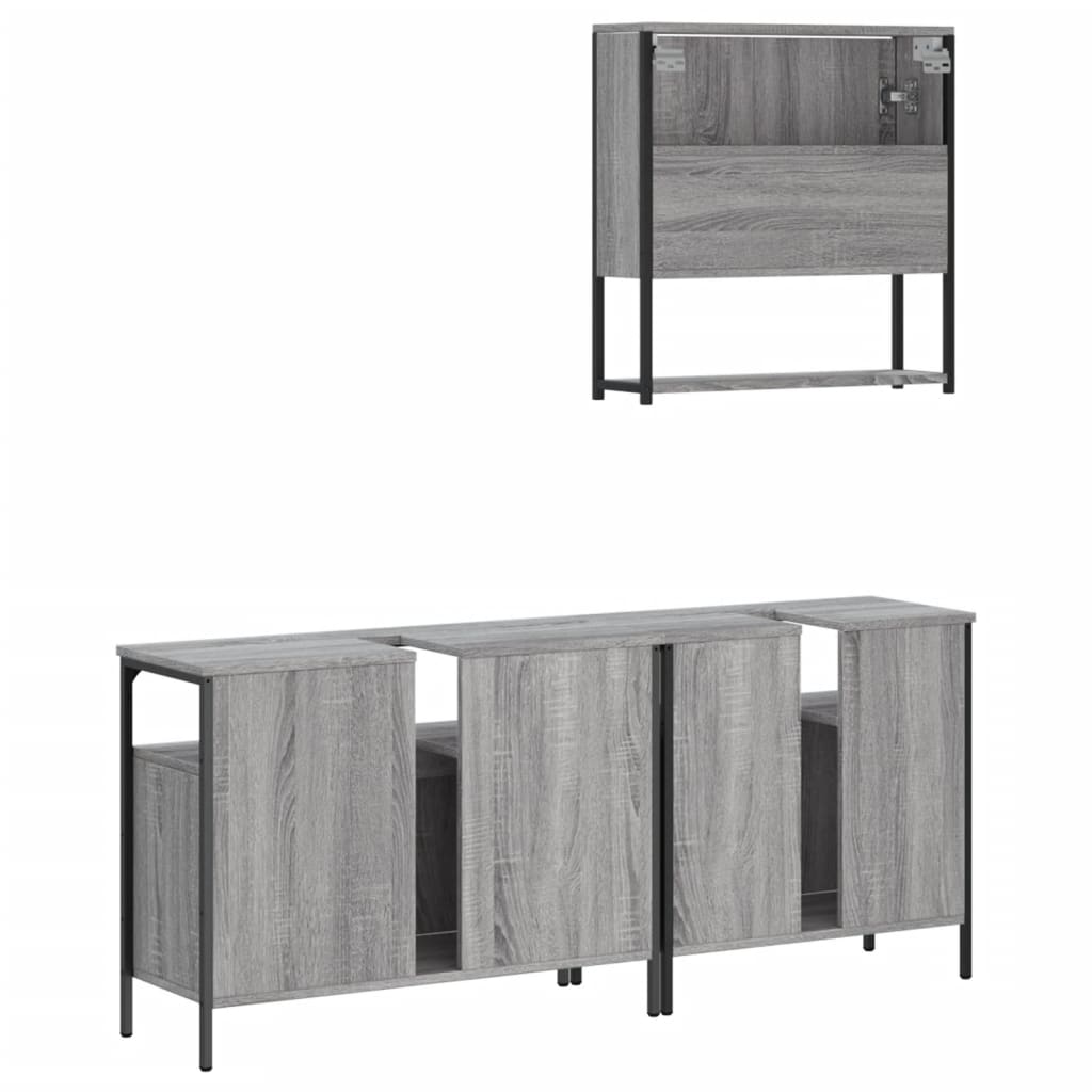 vidaXL Ensemble de meubles de salle de bain 3 pcs Gris Aggloméré Sonoma