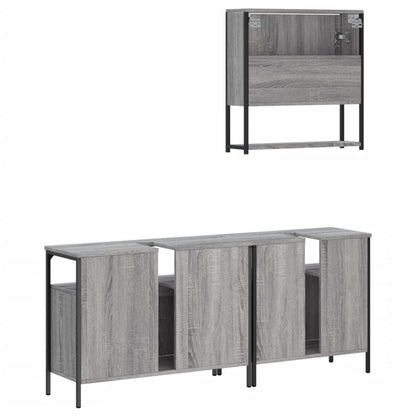 vidaXL Ensemble de meubles de salle de bain 3 pcs Gris Aggloméré Sonoma