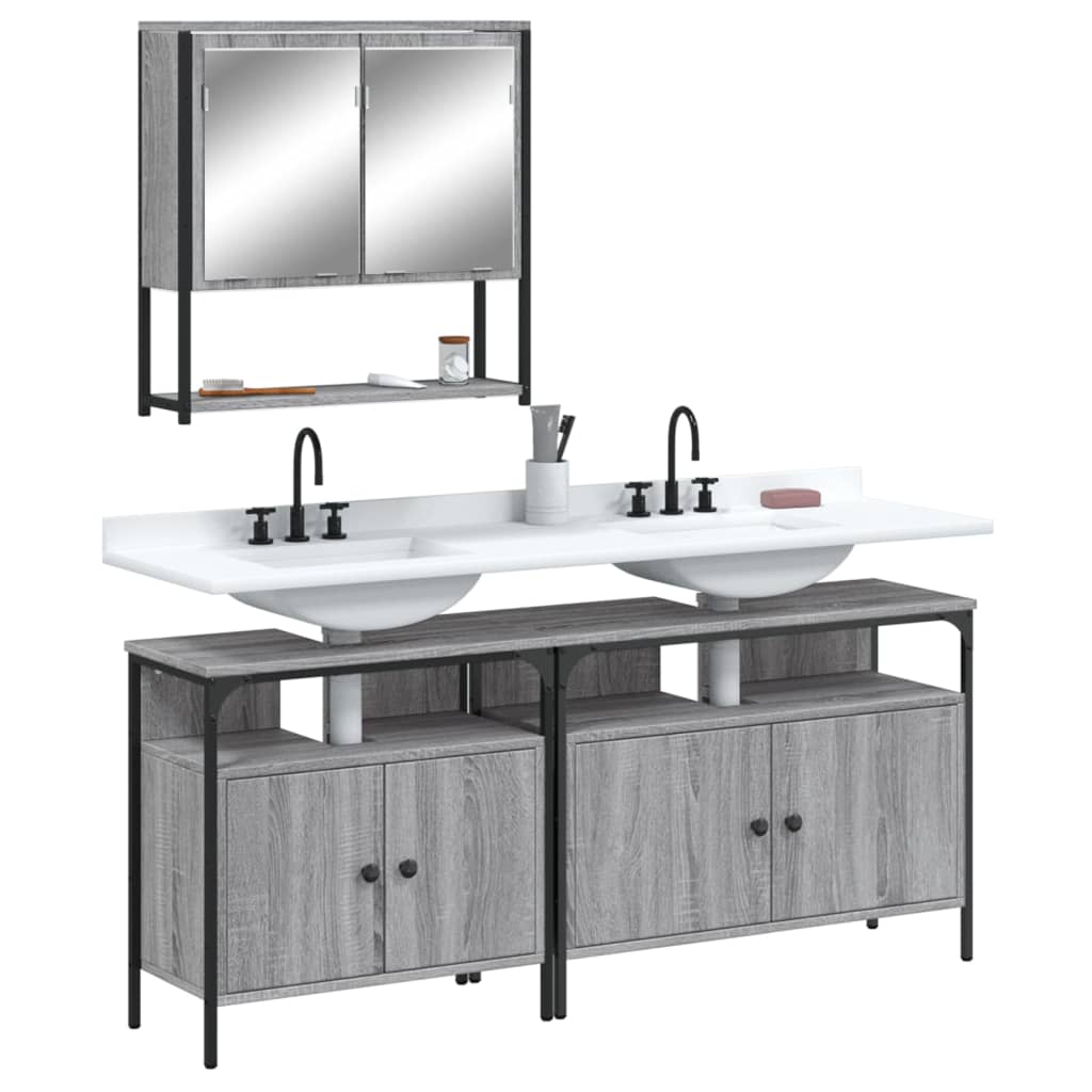 vidaXL Ensemble de meubles de salle de bain 3 pcs Gris Aggloméré Sonoma