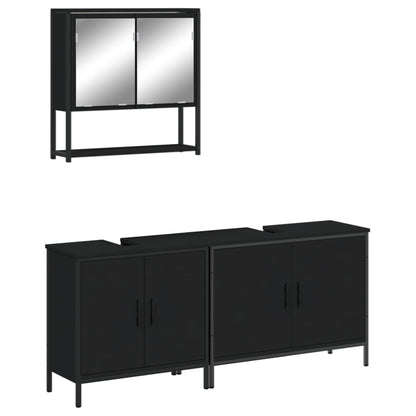 vidaXL Ensemble de meubles de salle de bain 3 pcs Noir Bois d'ingénierie