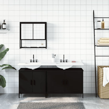 vidaXL Ensemble de meubles de salle de bain 3 pcs Noir Bois d'ingénierie