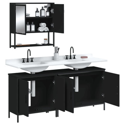 vidaXL Ensemble de meubles de salle de bain 3 pcs Noir Bois d'ingénierie