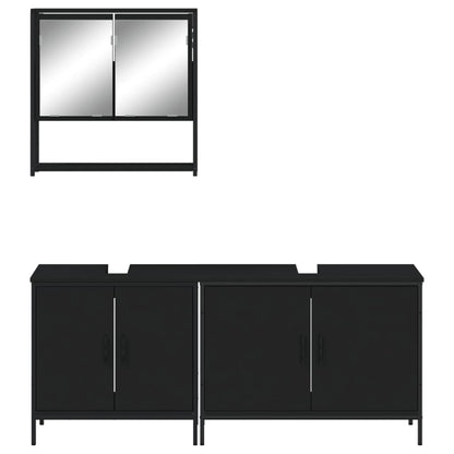 vidaXL Ensemble de meubles de salle de bain 3 pcs Noir Bois d'ingénierie