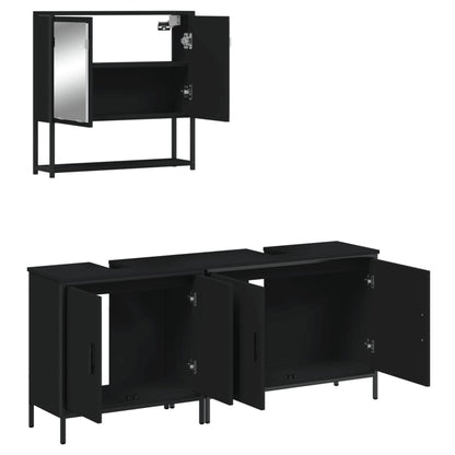 vidaXL Ensemble de meubles de salle de bain 3 pcs Noir Bois d'ingénierie