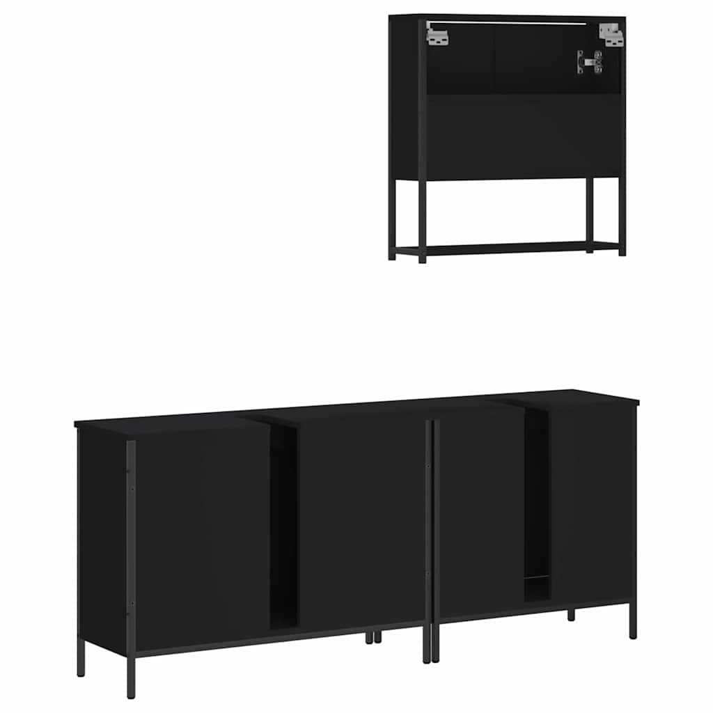 vidaXL Ensemble de meubles de salle de bain 3 pcs Noir Bois d'ingénierie