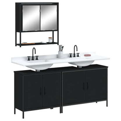 vidaXL Ensemble de meubles de salle de bain 3 pcs Noir Bois d'ingénierie