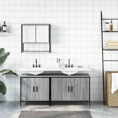 vidaXL Ensemble de meubles de salle de bain 3 pcs Gris Aggloméré Sonoma