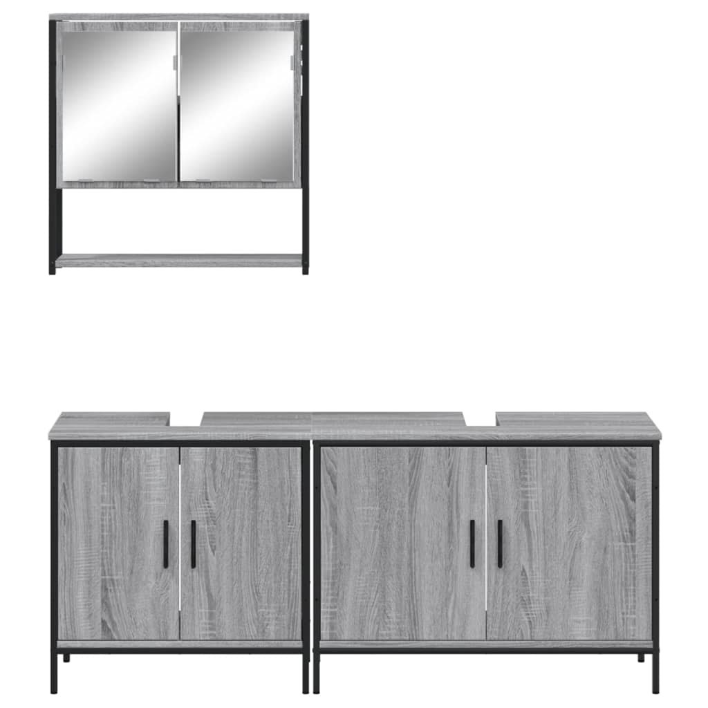 vidaXL Ensemble de meubles de salle de bain 3 pcs Gris Aggloméré Sonoma