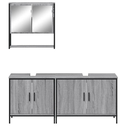 vidaXL Ensemble de meubles de salle de bain 3 pcs Gris Aggloméré Sonoma