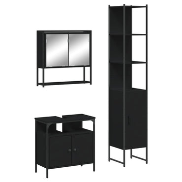 vidaXL Ensemble de meubles de salle de bain 3 pcs Noir Bois d'ingénierie